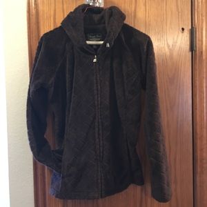 Quilted, brown, Straight Down, zip up hoodie