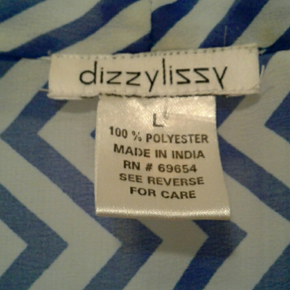 100% POLYESTER NAVY BLUE AND WHITE BLOUSE - Picture 3 of 3