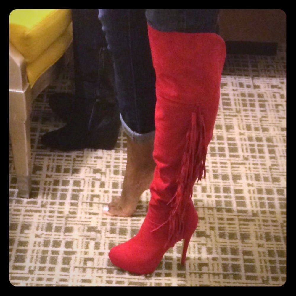 Red Thigh High Boots