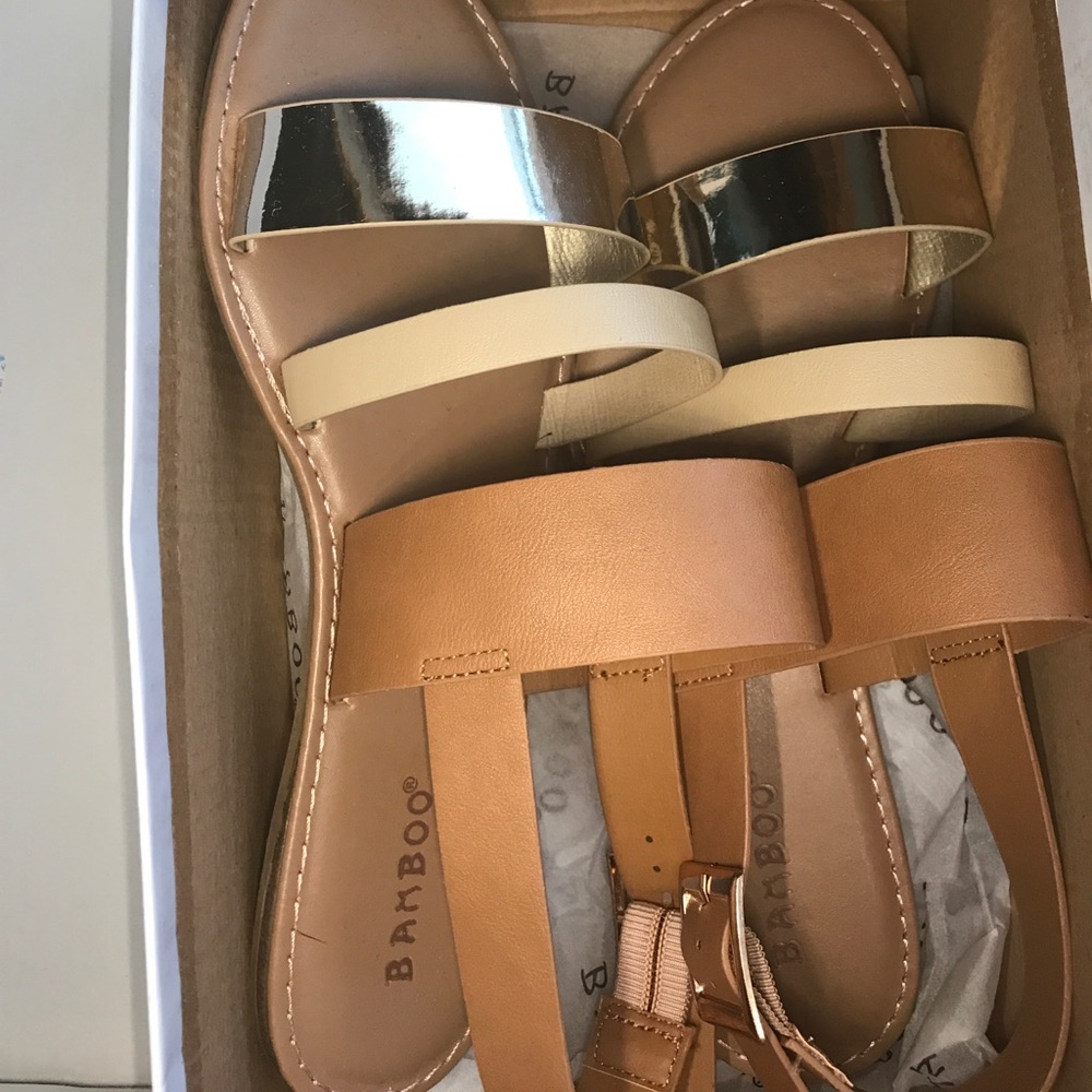 Bamboo metallic and leather sandal