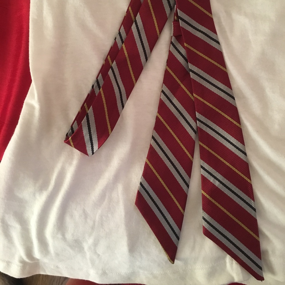 Red, Yellow, Grey Striped Tie