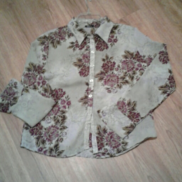 Tops - PURPLE FLOWERED BLOUSE