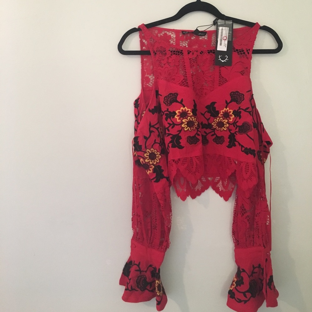 NWT For Love and Lemons Red Cecelia Top M