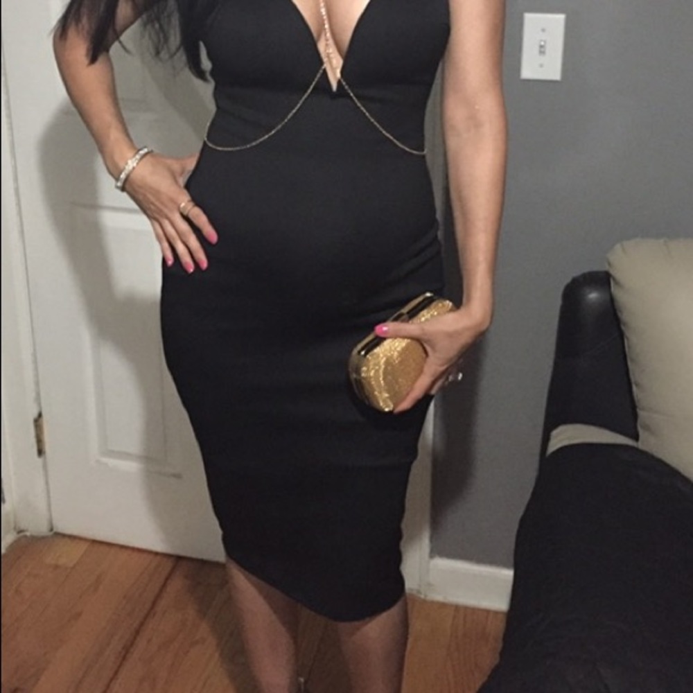 Hot Miami Style black midi dress