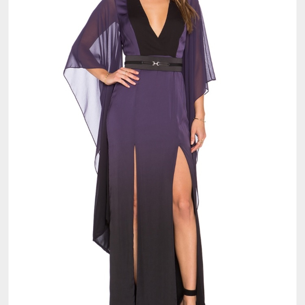 Halston purple and black evening gown
