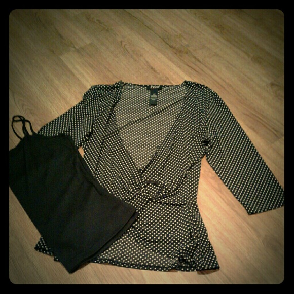 Tops - BLACK AND WHITE POLKA DOTTED BLOUSE