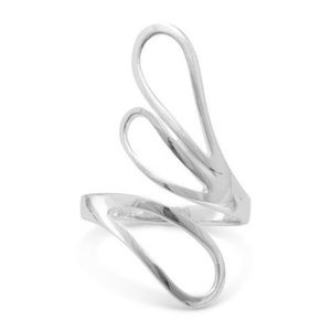 Sterling Silver Open Fan Design Adjustable Ring