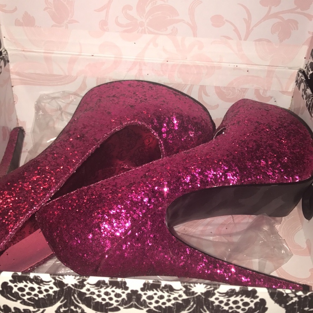 Pink glitter heels size 9