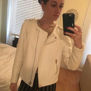 White cotton Moto jacket