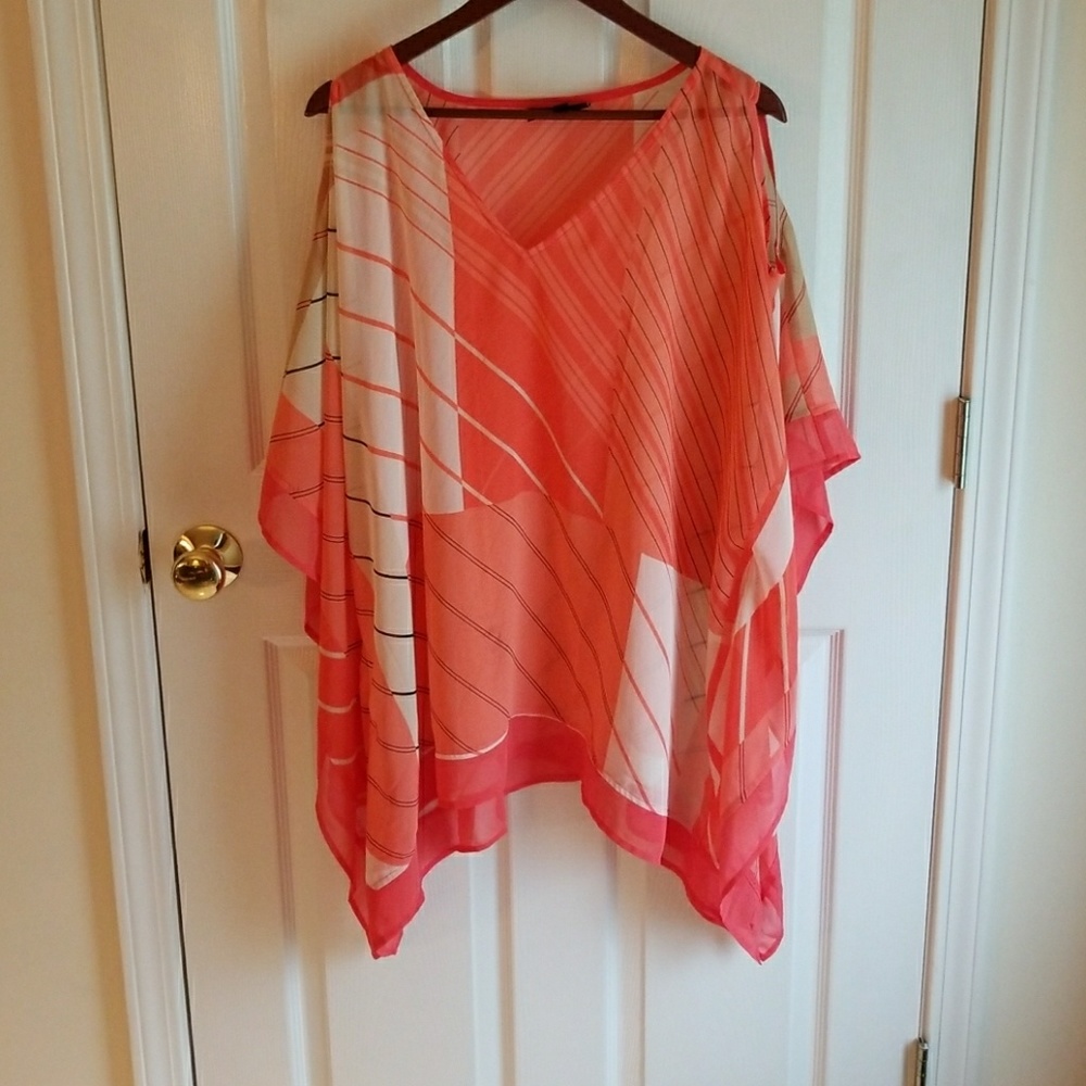 Sheer cold shoulder poncho