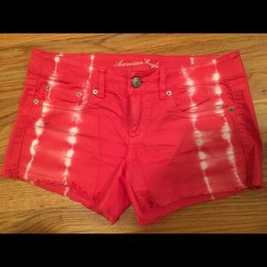 American Eagle 🦅 Coral Jean Tie-dye Shorts Sz 8