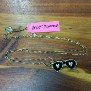 Betsey Johnson Heart Sunglasses Enamel Necklace