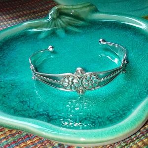 Sterling silver detailed cuff bracelet