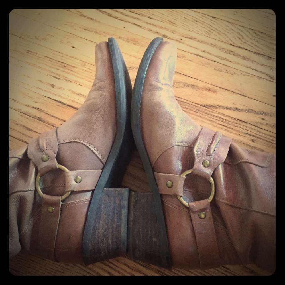 Brown leather boots