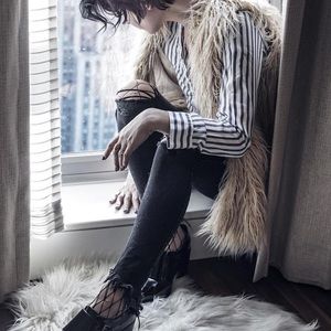 Faux fur boho shag vest