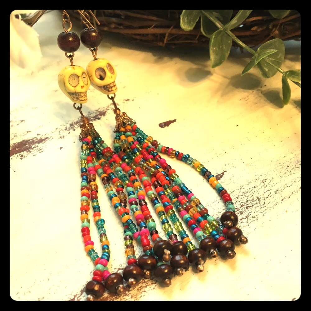 Skull & Dangle Rainbow Earrings