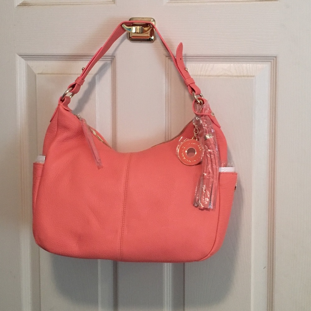 Isaac Mizrahi Pebble Leather Coral Hobo