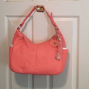 Isaac Mizrahi Pebble Leather Coral Hobo