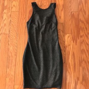 Open-Back Brown/Golden Metallic Bodycon Dress