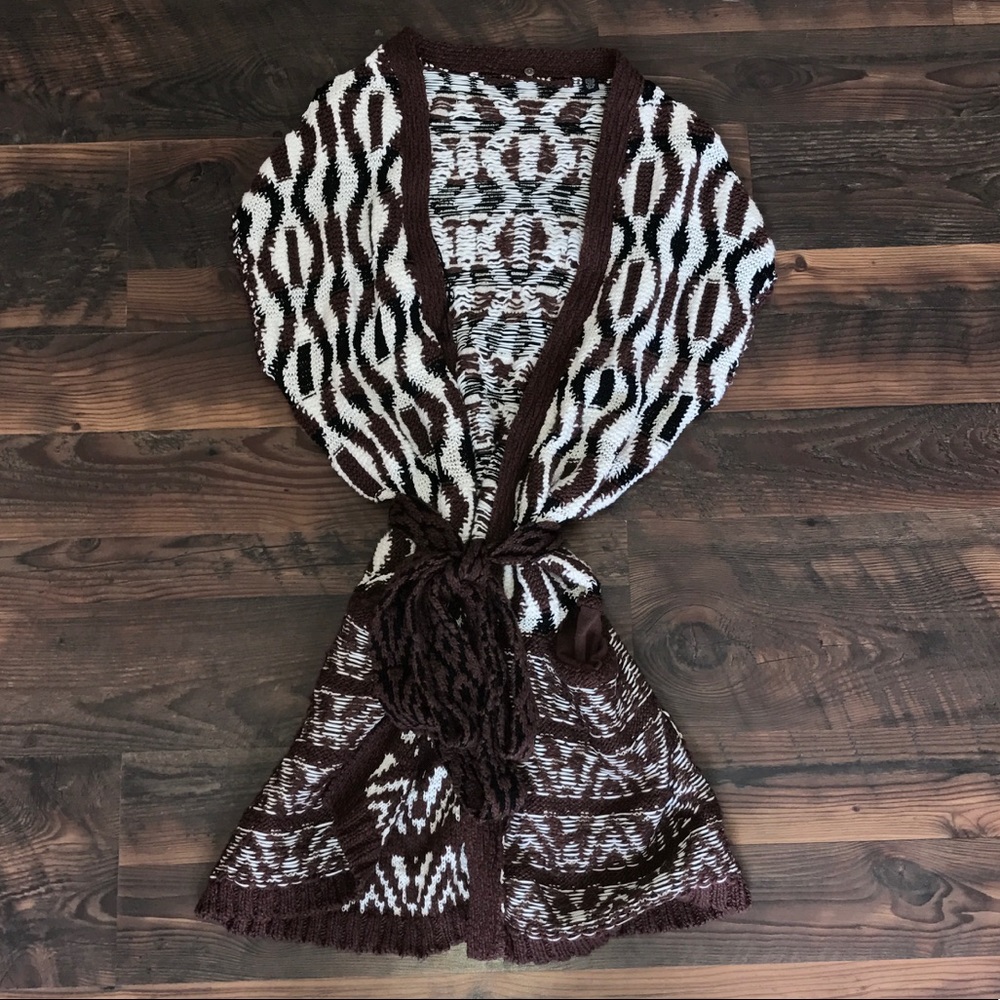 Anthropologie Brown Tribal Sleeveless Sweater