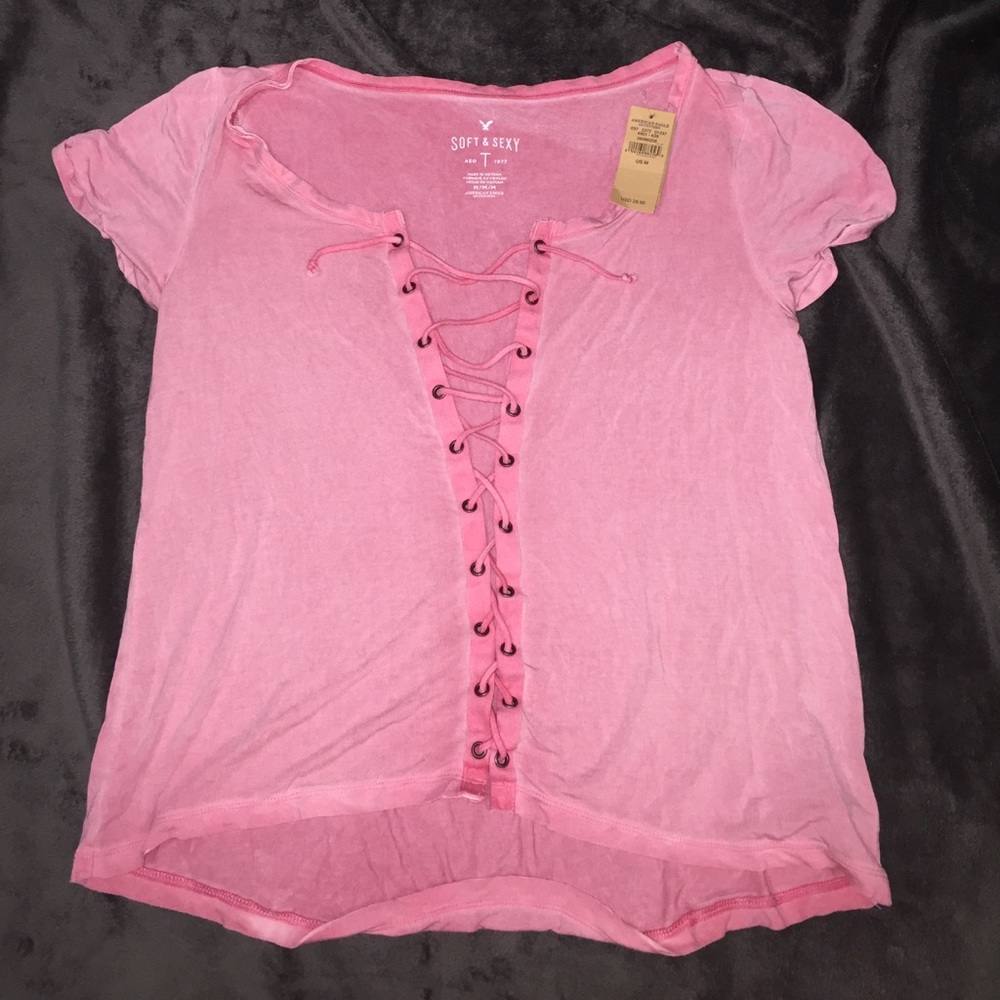 American Eagle Soft & Sexy Lace Up Shirt
