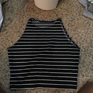 american apparel striped halter crop top