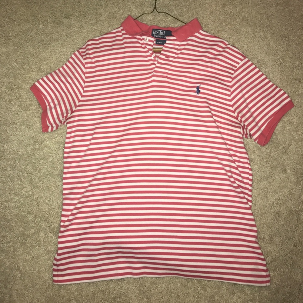 Red Striped Collared Polo