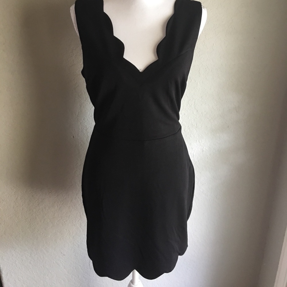 Black scalloped LBD