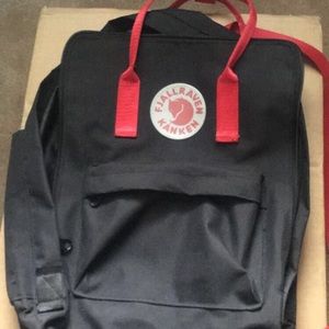 Fjallraven Kanken Mini Black And Red Backpack