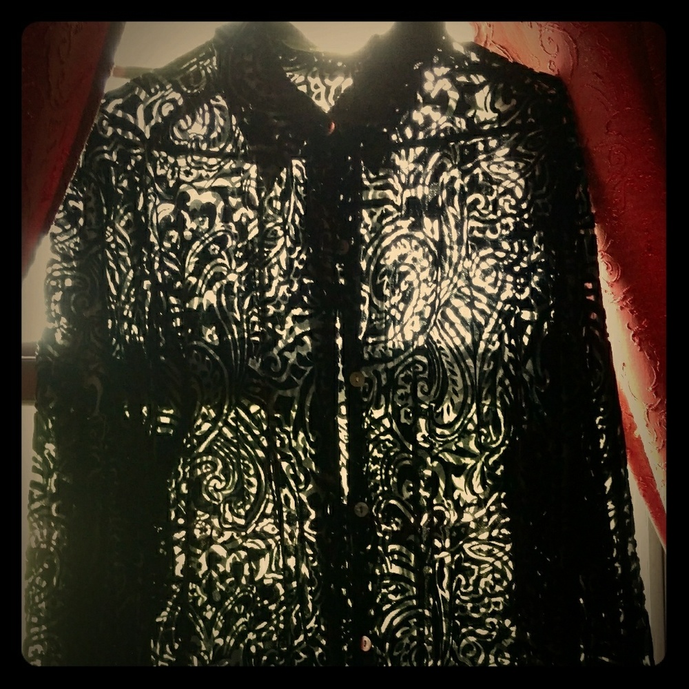 Spencer Jeremy sheer silk black blouse
