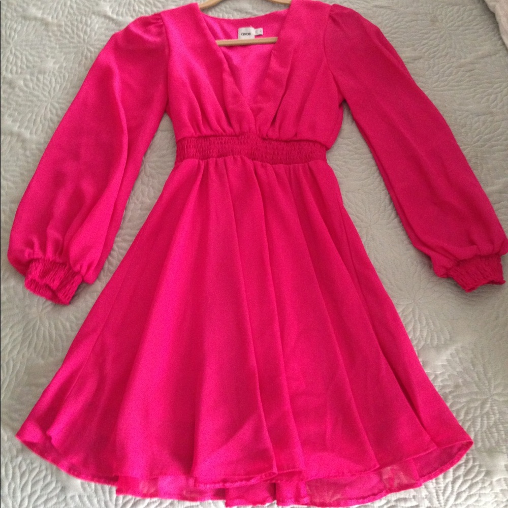 ASOS Pink Long Sleeved V Neck Dress