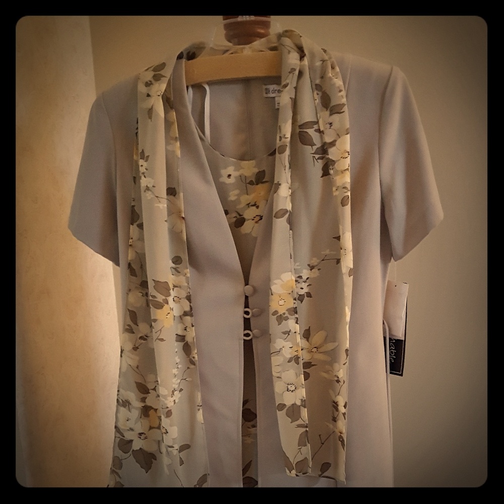 Spring Dress with Jacket and Scarf