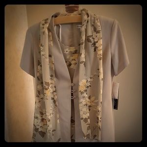 Spring Dress with Jacket and Scarf