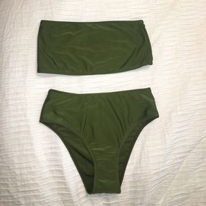 Green. High-waisted bathing suit