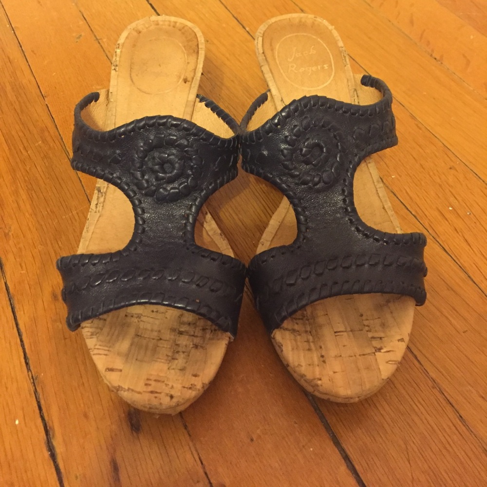 Jack Rogers navy blue Nora wedges size 6.5