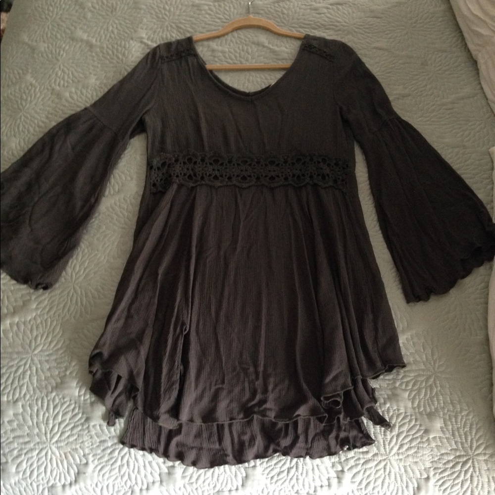 BLUSH Charcoal Peasant Dress