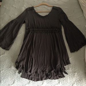 BLUSH Charcoal Peasant Dress