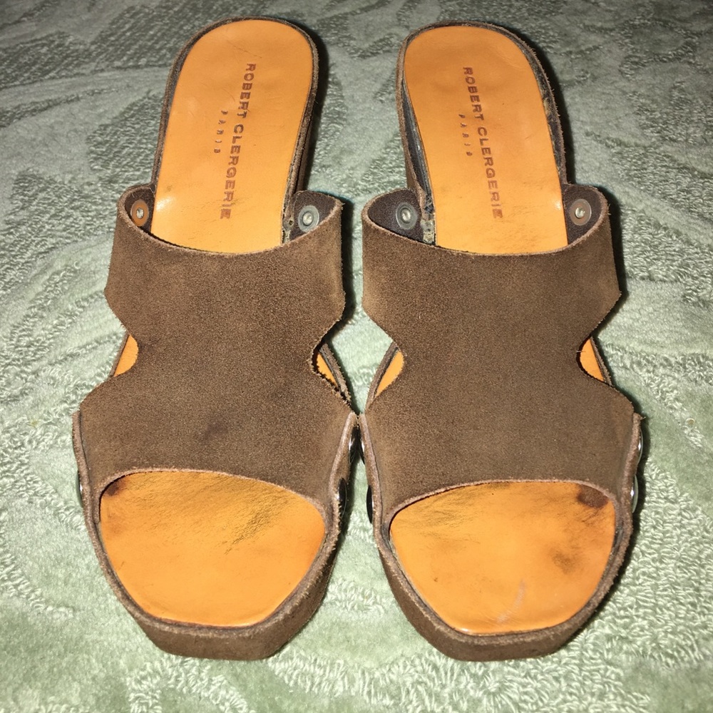 Robert Clergerie suede clog mules