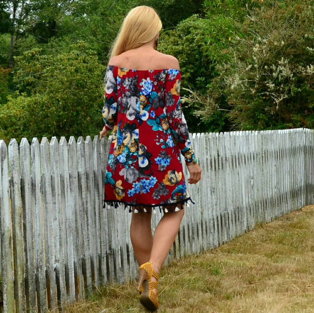 (( LAST 1 )) GORGEOUS FLORAL OFF SHOULDER DRESS - Picture 4 of 4