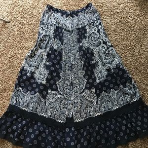 Flowing Blue And Cream Skirt