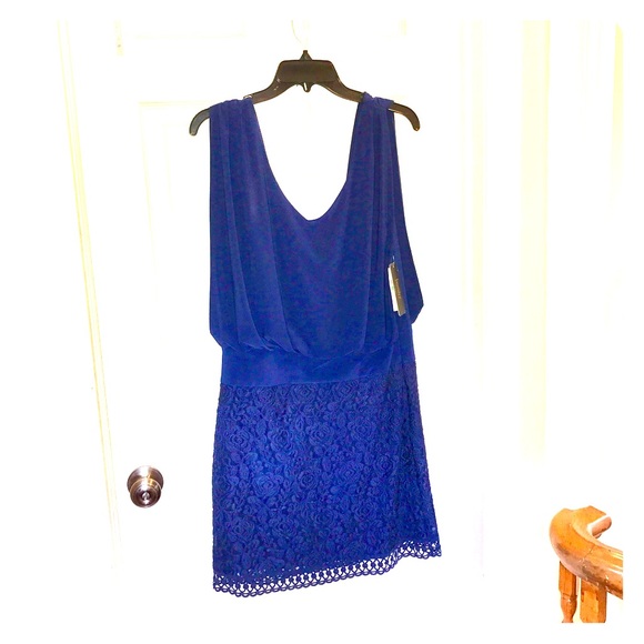 Navy Blouson Mini Dress by laundry Sz 8 - Picture 1 of 3