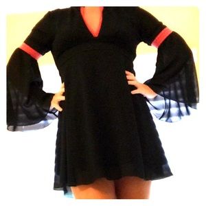 Long Sleeve Black and Red Dress