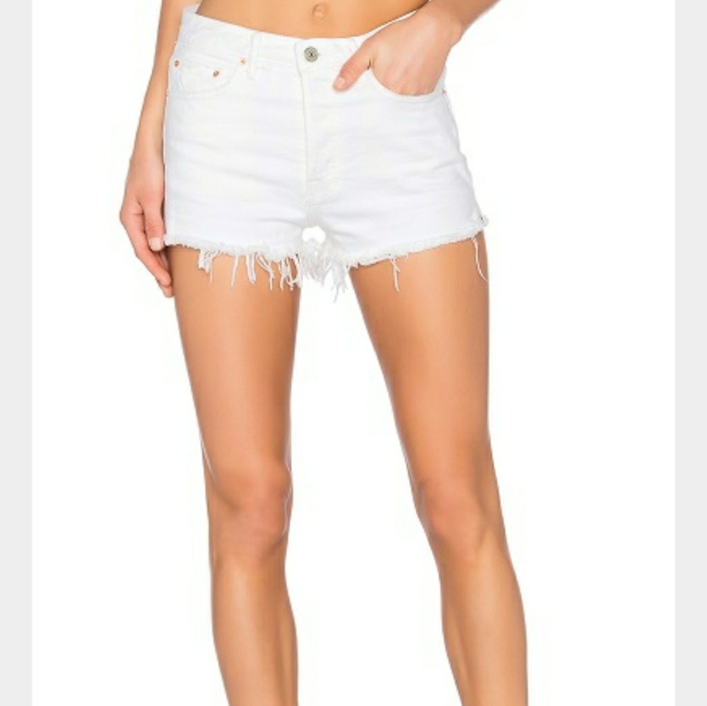 White high rise denim shorts