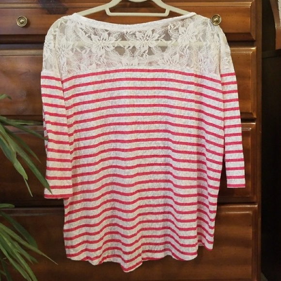 Express stripe top with lace detail size M - Picture 2 of 2