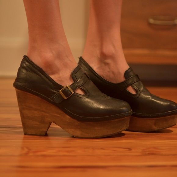 wood platforms shoes