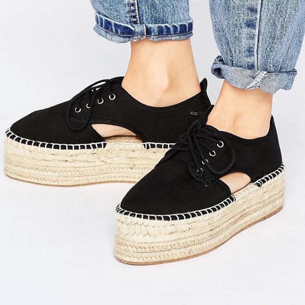 Asos Chunky Platform Cut Out Lace Espadrilles