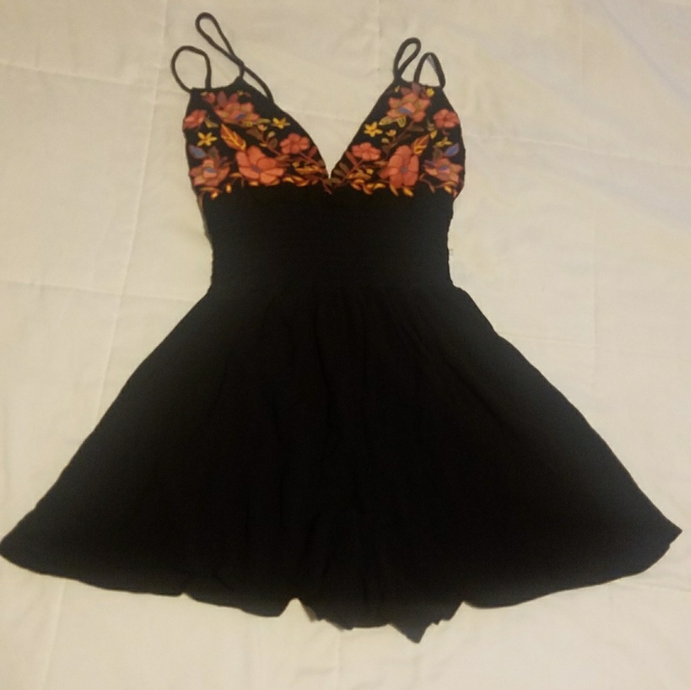 Floral & Black Romper