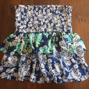 Aéropostale Blue Pattern Skirt/Strapless Top