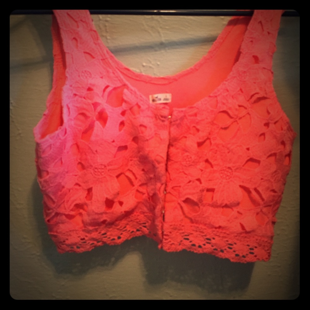 Coral corset crop top