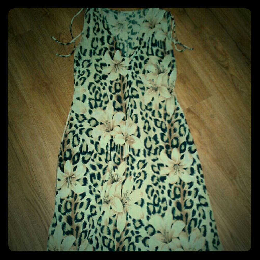 PIN UP ORCHID /LEOPARD SLEEVELESS MID DRESS